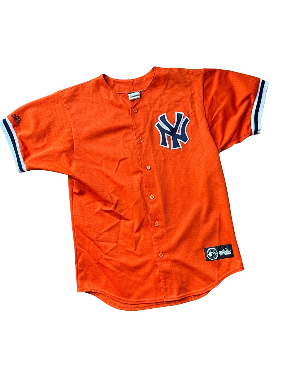 Vtg 90’s Majestic Orange New York Yankees Button-Front Baseball Jersey